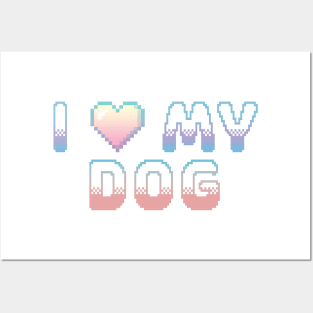 I Heart My Dog Classic Video Game Graphic Rainbow Pastel Gradient Posters and Art